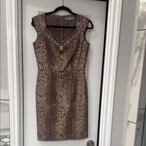 ANTONIO MELANI Bronze Metallic Sheath Dress